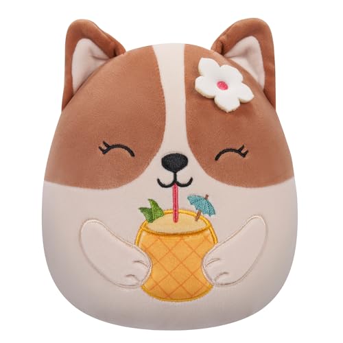 Squishmallows SQCR05393 - Regina der Corgi mit Ananasgetränk 19 cm, offizielles Jazwares Plüsch, superweiches Kuscheltier von Squishmallows