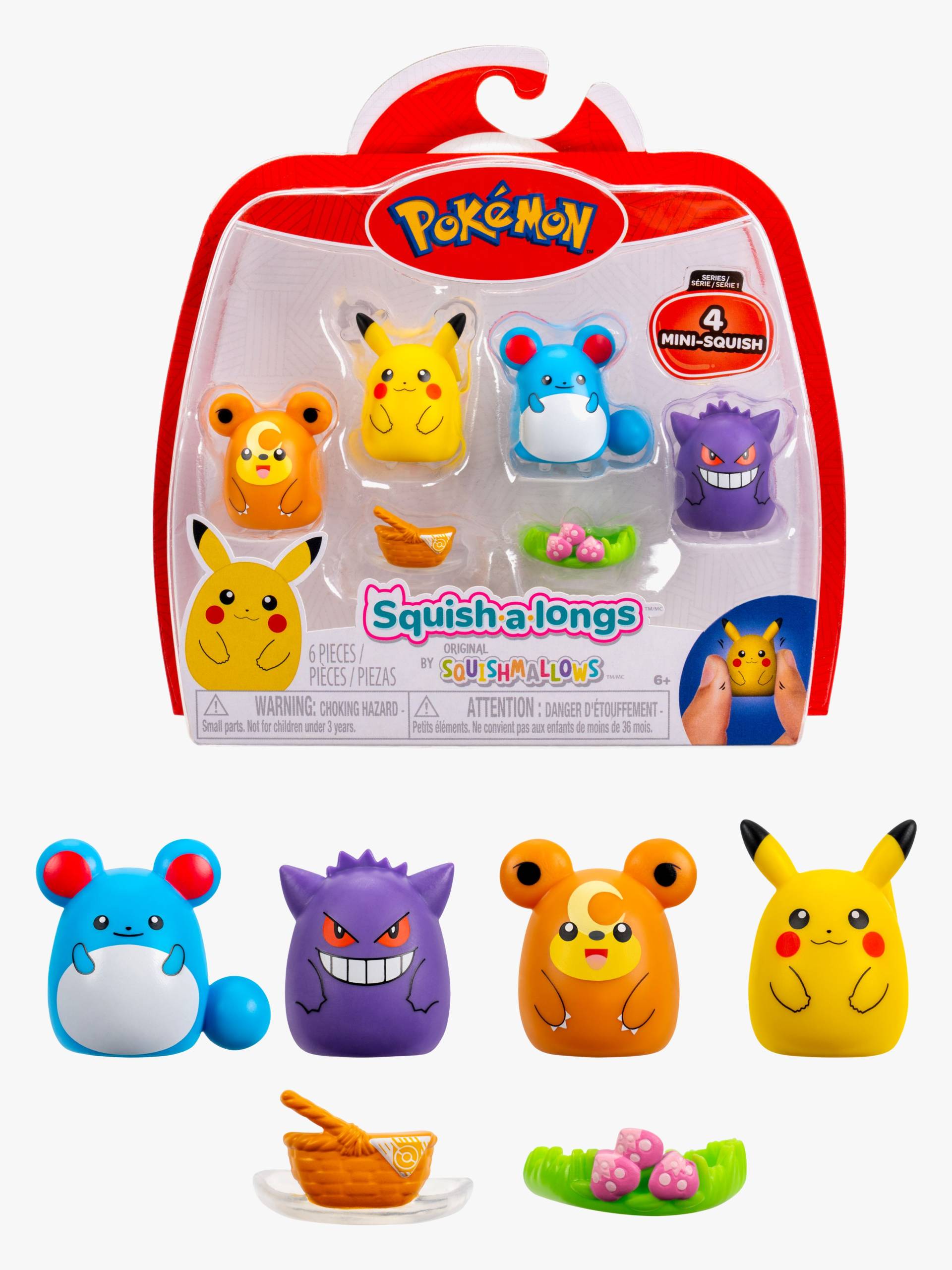 Squishmallows Squishalongs Pokémon Figurenset Pikachu, Gengar, Teddiursa & Marill 4er-Pack Squishmallows Squishalongs Pokémon Figurenset Pikachu, Gengar, Teddiursa & Marill 4er-Pack von Squishmallows