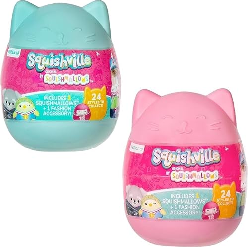 Squishmallows Squishville 2 Pack Kapseln – Serie 10 – Offizielles Kellytoy 2023 – Sammlerstück Mini 5,1 cm Mystery Stofftier Spielzeug Plüsch & Zubehör, Stile können variieren – Geschenk für Kinder, von Squishmallows