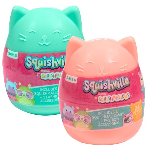 Squishmallows Squishville Serie 12 Mini Mystery Plush (2 Pack) Offizieller Jazwares Plüsch – Sammlerstück, weiche und quetschbare Ostereier, Blindkapseln – Stile können variieren – Geschenk für von Squishmallows