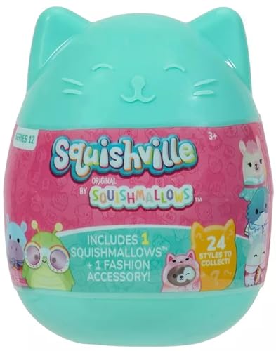 Squishmallows Squishville Serie 12 – sortiert, einzelnes offizielles Kellytoy Sammlerstück, Mini-Stofftier-Spielzeug, Plüsch und Zubehör, Stile können variieren, fügen Sie Ihr Squad hinzu, Geschenk von Squishmallows