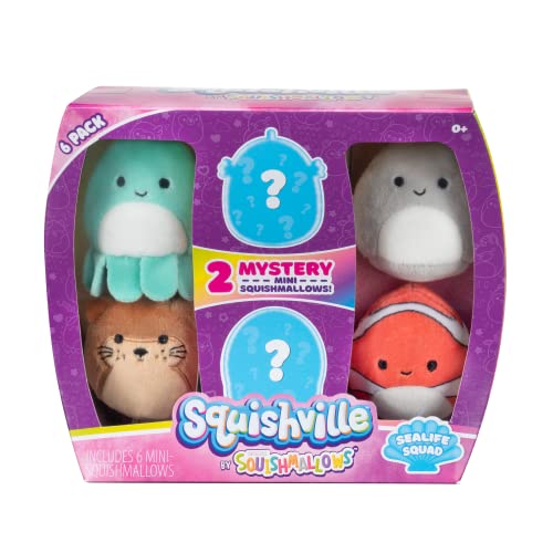 Squishville SQM0067-6er Pack Meereswelt Squad, superweiche Mini-Squishmallows, 5cm Plüschfiguren von Squishville