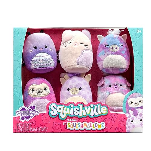 Squishville SQM0475-6er Pack Lila Squad, superweiche Mini-Squishmallows, 5cm Plüschfiguren von Squishville