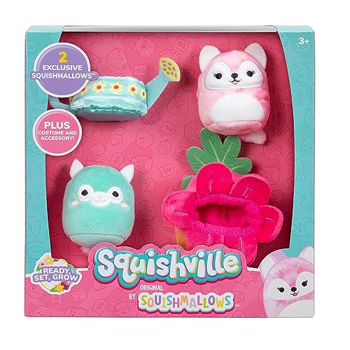 Squishville SQM0478 - Accessoire Set Ab in den Garten, superweiche Mini-Squishmallows, 5cm Plüschfigur mit Zubehör von Squishville