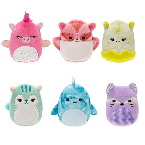 Squishville SQM0507-6er Pack Farbenfroh Squad, superweiche Mini-Squishmallows, 5cm Plüschfiguren von Squishville