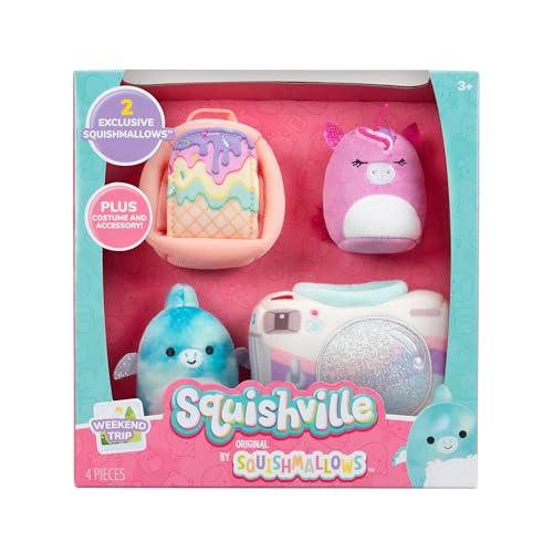 Squishville SQM0515 - Accessoire Set - Wochenend-Ausflug, superweiche Mini-Squishmallows, 5cm Plüschfiguren mit Zubehör von Squishville