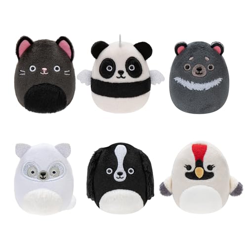 Squishville SQM0509-6er Pack Schwarz-Weiß Squad, superweiche Mini-Squishmallows, 5cm Plüschfiguren von Squishville