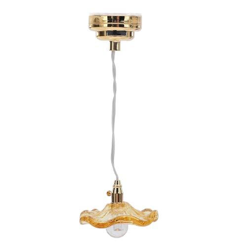 1:12 1:6 Miniatur Puppenhaus Decken Lampe Szene Requisiten Mikro Dekoration Glas Runde Glühbirne Möbel Beleuchtung Puppenhaus Decken Leuchte Decken Lampe Beleuchtung (Gold) von Srliya