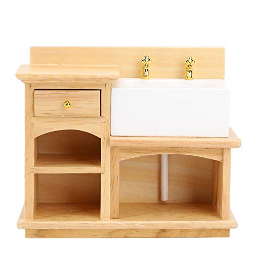 1:12 Mini-Puppenhaus-Zubehör, Miniatur-Möbel, realistisches Waschbecken, aus Holz, 1:12, Puppenhausdekoration, Miniatur Puppenhauszubehör von Srliya