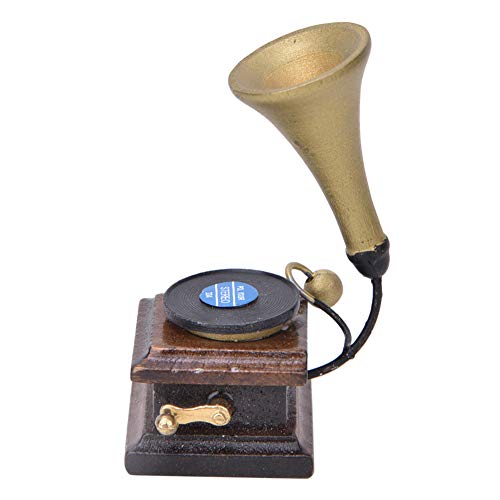 1:12 Puppenhaus Dekoration Zubehör Puppenhaus Phonograph Retro Kompakt mit Phonogramm 1:12 Dekoration Puppenhaus Miniatur Wohnaccessoires von Srliya