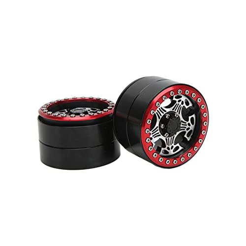 2 Stück 2,2 Zoll RC Aluminium Beadlock Felgen 5 Speichen Metall Radnabe, Upgrade Teile für 1/10 RC Crawler Auto (Rot) von Srliya