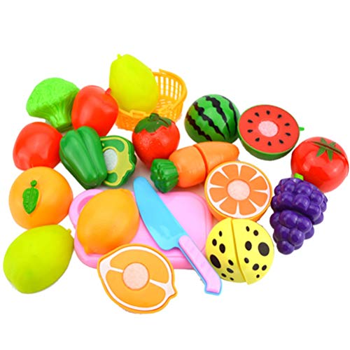 23pcs Kids Plastic Kitchen Küche Schnitt Obst Spielzeug, Sicherheitskochsimulation Bildung, Entwickeln Sie Handaugenkoordination, Interaktive Spielzeug für über 3 Jahre Alt, (1) von Srliya