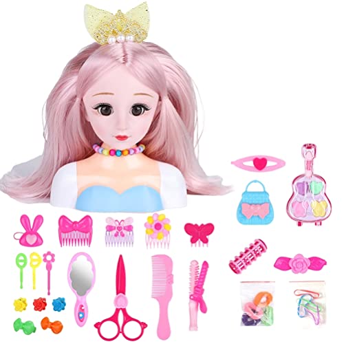 25 Kinder Friseur Make-up Puppen Friseur Puppen Kopf Haar Zubehör Spielset für Mädchen Kinder (Schweinemelonensamenmaschine (Ausdruck zufällig) von Srliya