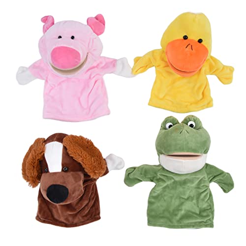 4 Stück Niedliche Tier-Handpuppen aus Weichem Plüsch, Interaktives Spielzeug, Zum Geschichtenerzählen mit Ranidae, Ente, Schwein, Hund, Geeignet für Zuhause, Schulen, von Srliya