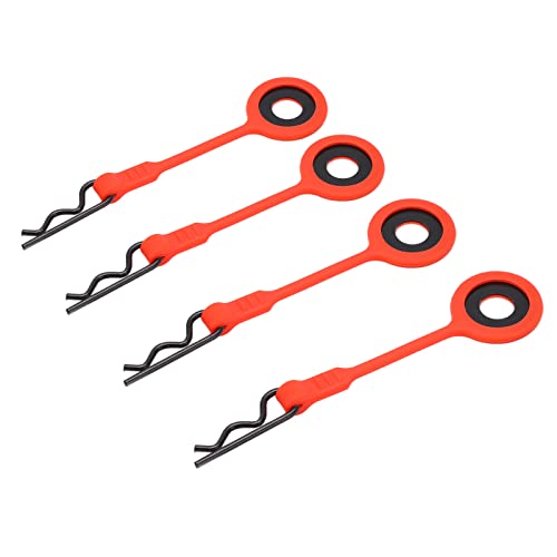 4PCS RC Karosserie Clips Pins RC Auto Shell Karosserie Feste Clips Retainer Silikon Metall Universal für 1/10 Modellauto (Rot) von Srliya