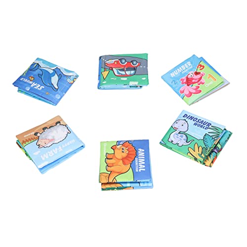 6 Stück Baby-Stoffbücher, Bunt, Bildung, Lernspielzeug, Geschenke für Kleinkinder mit Tier-, Zahlen-, Gemüsethemen, Ideal Zum Baden von Kindern, aus Stoff und Baumwolle, 10 X 10 cm von Srliya