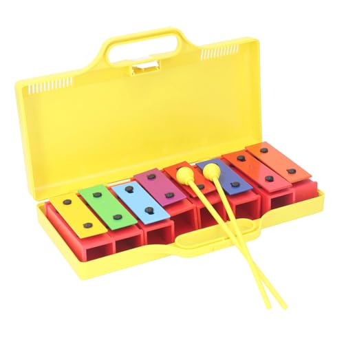 Bunte Resonatorglocken mit 8 Noten, Musikspielzeug mit Aluminiumplatte für , Erwachsene, Kindergarten, Vorschulerziehung, Gelbe Boxverpackung, Kunststoffgehäuse, Schlaginstrument von Srliya