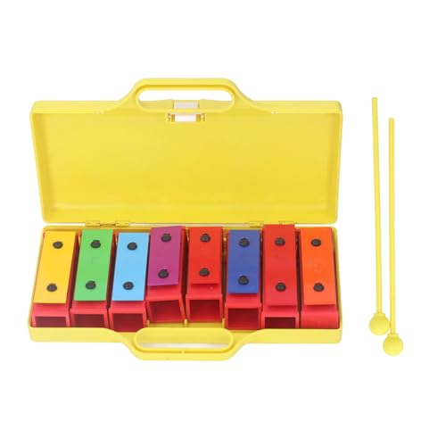 Bunte Resonatorglocken mit 8 Noten, Musikspielzeug mit Aluminiumplatte für , Erwachsene, Kindergarten, Vorschulerziehung, Gelbe Boxverpackung, Kunststoffgehäuse, Schlaginstrument von Srliya