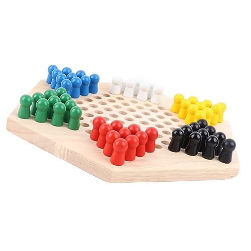 Chinesisches Dame-Spielset, Lernspielzeug aus Holz mit Sechseckigem Design und 5 Farbigen Stiften, Familientreffen, Partyspiel, Massivholzmaterial von Srliya