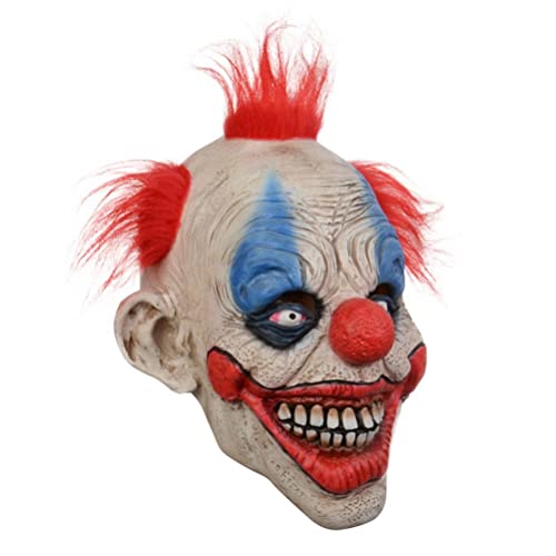 Clown-Gesichtsbedeckung, Gruselige Latexmaske mit Öffnungen Zum Atmen und Sehen, Halloween-Party-Cosplay-Requisiten Jugendliche und Erwachsene (Rot) von Srliya