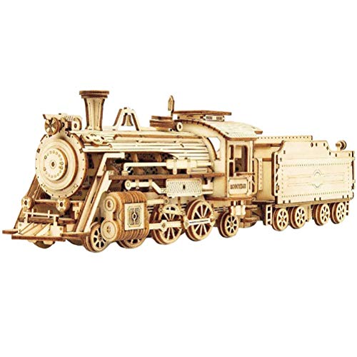 Dampfzug-3D-Puzzle aus Holz, Modellbausatz LKW-Lokomotive, 3D-Puzzle aus Holz, Selbstmontierender Mechanischer Bausatz (Zug) von Srliya