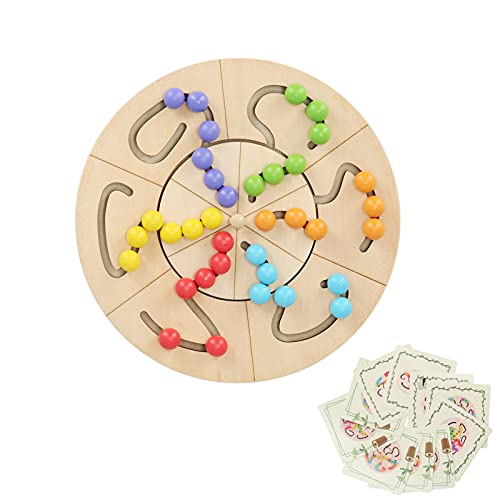 Farblich Passender Spiel-Drehteller, Denktraining, Frühes Lernen, Holzperlen-Rollball, Kinderspielzeug, Holz-Baby-Puzzle, Lernspielzeug mit Hand-Auge-Koordination für ab 3 Jahren von Srliya