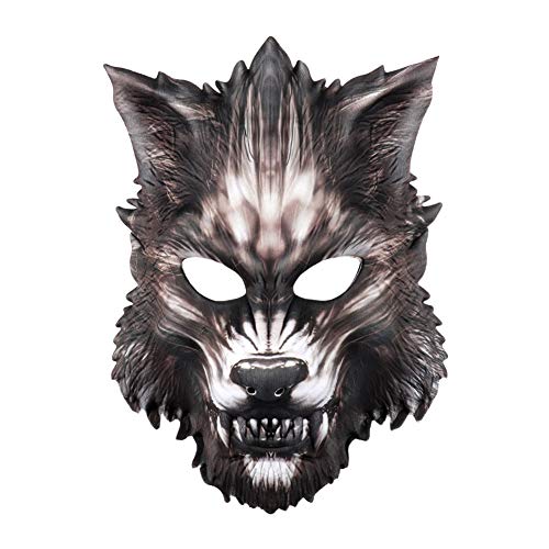 Halloween-Karneval-Party-Maskerade-Tier-Wolf-Maske, Eva-Halbgesichtsschutz-Kostümzubehör Erwachsene (Schwarz) von Srliya