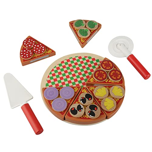 Holz-Gemüse-Pizza-DIY-Spielzeugset für , Rollenspiel mit Teller, Messer und Schaufel, REGT die Fantasie von Kindern an, ab 3 Jahren von Srliya