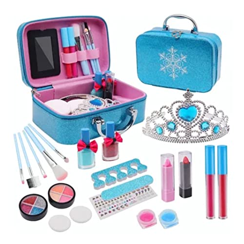 Kinder-Kosmetik-Set, 21-teilig, Kinder-Make-up-Set, Bildung, Frozen-Thema, Waschbar, Tragbar, Kinder-Schönheits-Kosmetik-Set von Srliya