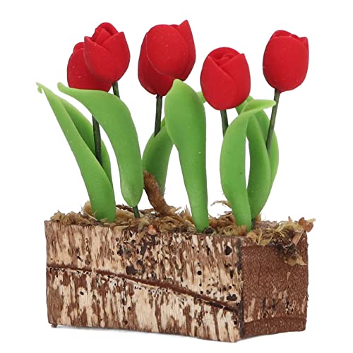 Künstliche Tulpenblumenornament, 1:12, Puppenhaus-Gartendekoration, simuliertes Modell, Miniatur-Zubehör, 1:12, Miniatur-Puppenhausdekoration, (2) von Srliya