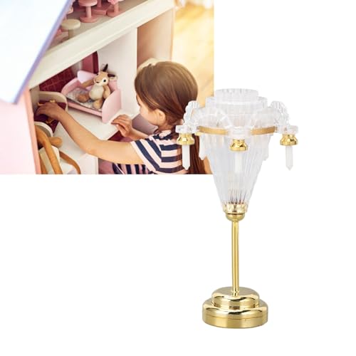 Puppenhaus-Miniatur-Kronleuchter Im Maßstab 1:12, Energiesparendes LED-Licht mit Schalter, Ideal für Puppenhaus-Dekoration und Bodenbeläge, aus Metall und Acryl von Srliya