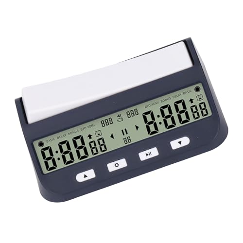 Schachuhr-Timer, Kompakter Tragbarer Digitaler Bildschirm, Bonus-Verzögerungs-Countdown, Umschaltbarer Countdown für Chess Go-Wettbewerbe, ABS-Material, Schwarz, 140 X 85 X 54 Mm von Srliya