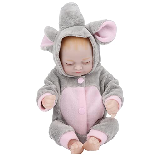 Silikon-Babypuppe, Lebensechtes Badepuppenspielzeug mit Schließenden Augen für Mädchen, Bewegliche Gliedmaßen, Exquisite Kleidung, 12,6 Zoll (Baby) von Srliya