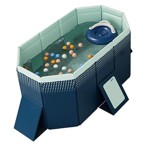 Srliya 1,6 M Faltbarer Pool, Blau, Rechteckig, Verdicktes PVC, Familienpool, Faltbarer Pool, Nicht Aufblasbare Tragbare Hartplastikschalen-Pools Kinder von Srliya