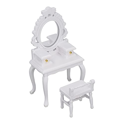 Srliya 1:12 Puppenhaus Möbel - Schminktisch & Hocker, Birkenholz, Hell & Cute, Miniatur Dekoration für Puppenhaus 1:12, Contemporary Stil, für Kinder & Sammler Srliya 1:12 Puppenhaus Möbel - Schminktisch & Hocker, Birkenholz, Hell & Cute, Miniatur Dekoration für Puppenhaus 1:12, Contemporary Stil, für Kinder & Sammler von Srliya