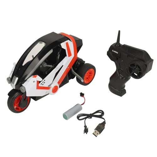 Srliya 1:8 2,4G Fernbedienung Stunt-Motorrad RC Stunt-Motorrad Hochgeschwindigkeits-RC-Motorrad 360 Grad Drehbares Drift-Flip-Hochgeschwindigkeits-RC-Motorrad mit 3 Rädern (Orange) von Srliya