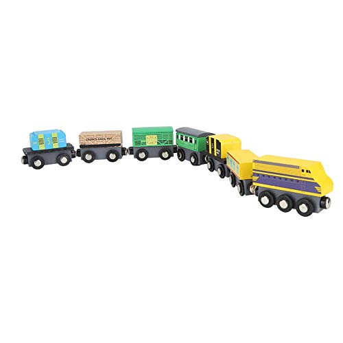 Srliya 12 Stück Magnetische Eisenbahnzüge Spielzeug Simulation Holz Pädagogisches Kinderauto Spielzeug von Srliya