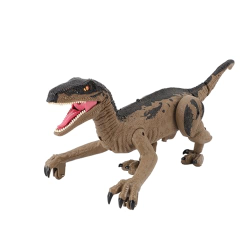 Srliya 2 in 1 2,4G Fernbedienung Dinosaurier Spielzeug Sound Light Simulation Smart Electric RC Walking Dinosaurier Spielzeug für Kinder (Braunn) von Srliya