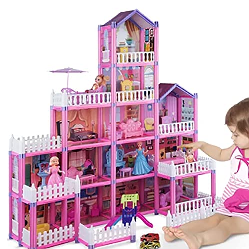 Srliya 278-teiliges Puppenhaus-Bauspielzeug, DIY-Montage, Puppenzubehör, Simulationsschloss-Bausatz Mädchen, 1:12 Miniatur-Puppenhaus-Dekoration, Puppenhaus-Zubehör von Srliya