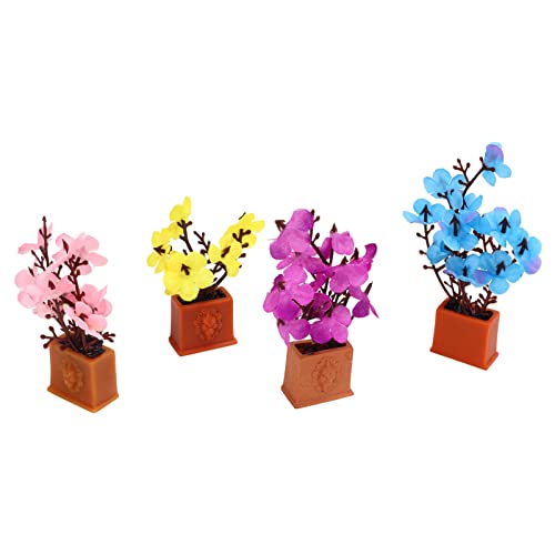 Srliya 4-teilige Puppenhaus-Miniatur-Bonsai-Pflanze, Mini-Topf-Flora-Modell-Ornament Weihnachten und Geburtstage, Ideal Firmengeschenke von Srliya