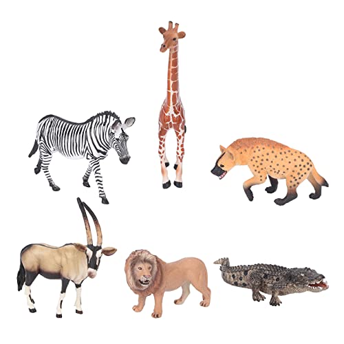 Srliya 6-teiliges Tierspielzeug-Set, Simulation, Lebendiger Wilddschungel, Zoo, Kunststoff-Tiere, Figuren, Ornamente von Srliya
