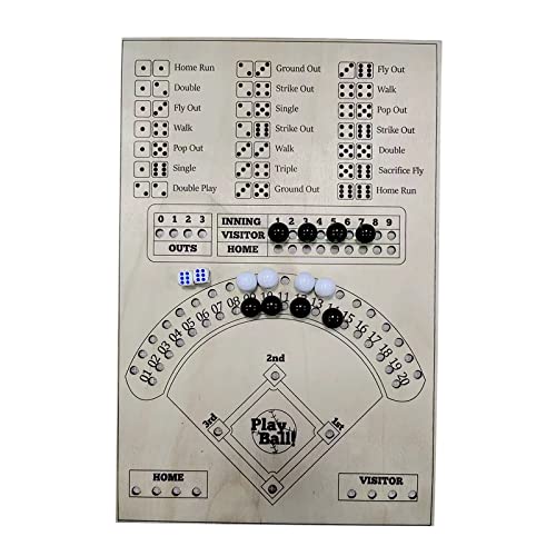 Srliya Baseball-Würfel-Brettspiel, Gutes Reisespiel mit 2 Würfeln und 12 Murmeln, Geschenkset für Weihnachten, Ostern, Geburtstag, Holzspielbrett mit Löchern Zum Spielen überall von Srliya