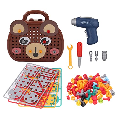 Srliya Bohrer-Puzzle-Set, STEM-Lernspielzeug mit Elektrischer Bohrmaschine, Schraubenwerkzeug, Bautechnik-Bausteine ​​für, ABS-Kunststoff von Srliya