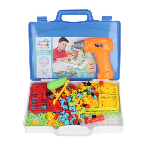 Srliya Bohrer- und Schraubendreher -Werkzeuggebäude -Spielzeug -Kit, Bildungsmosaik -Set mit Pilznägeln, 45 Muster, Kinderstammlernen, ABS -Material, 239 Stücke, 2x1.5AA -Batterien Srliya Bohrer- und Schraubendreher -Werkzeuggebäude -Spielzeug -Kit, Bildungsmosaik -Set mit Pilznägeln, 45 Muster, Kinderstammlernen, ABS -Material, 239 Stücke, 2x1.5AA -Batterien von Srliya