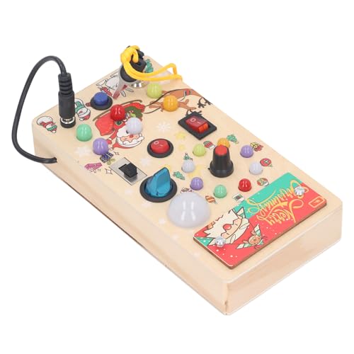 Srliya Busy Toy Board, Fleißiges Kleinkind-Board mit 8 LED-Lichtschaltern, Holz, Weihnachtsstil, Lichtschalter, Busy Controller Board, Sensorisches Spielzeug für Unter 1 Jahr von Srliya