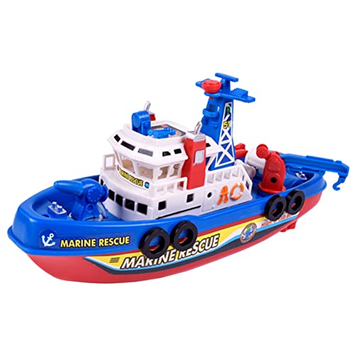 Srliya Kinderspielzeugboot Elektrisch mit Musik, Licht, Wasserspray, Marine-Brandschutzmodell von Srliya