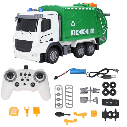 Srliya LKW-Spielzeug, Recycling-LKW, 11-Kanal-Fernbedienung, Müllwagen mit Lichtern, Musik, Realistische 2,4-G-Frequenz für Kinder von Srliya