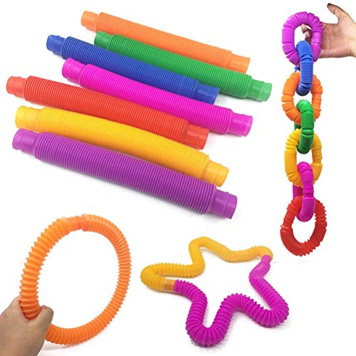 Srliya Tube Fidget Pipe Toys, Stressabbau-Sensorspielzeug für, Lernspielzeug für Feinmotorische Aktivitäten und Kreativität, 12er-Pack Bunte Tubes, Mädchen, von Srliya