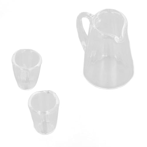 Teekannen-Set aus gewelltem Glas für Puppenhaus, Miniatur-Tassen aus Borosilikatglas, transparentes Puppenhaus-Spielzeugzubehör von Srliya