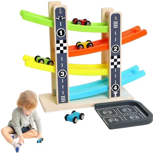 1 Set Car Ramps, 4 -Layer -Rennstrecke mit 4 Autos und Garage Easy Montage Car Garage Toy für 12+ Monate alt von Ssguopte